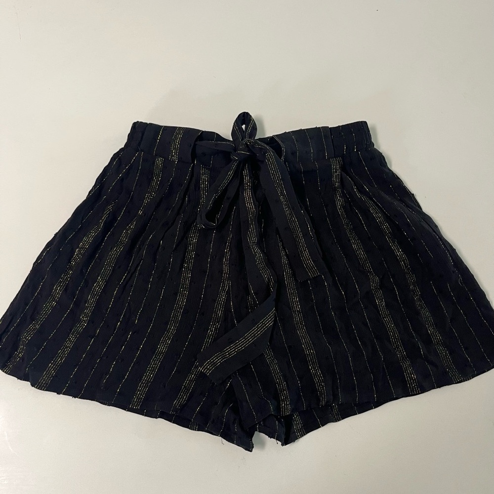 Francesca's Collections Black and Gold High Waist Shorts